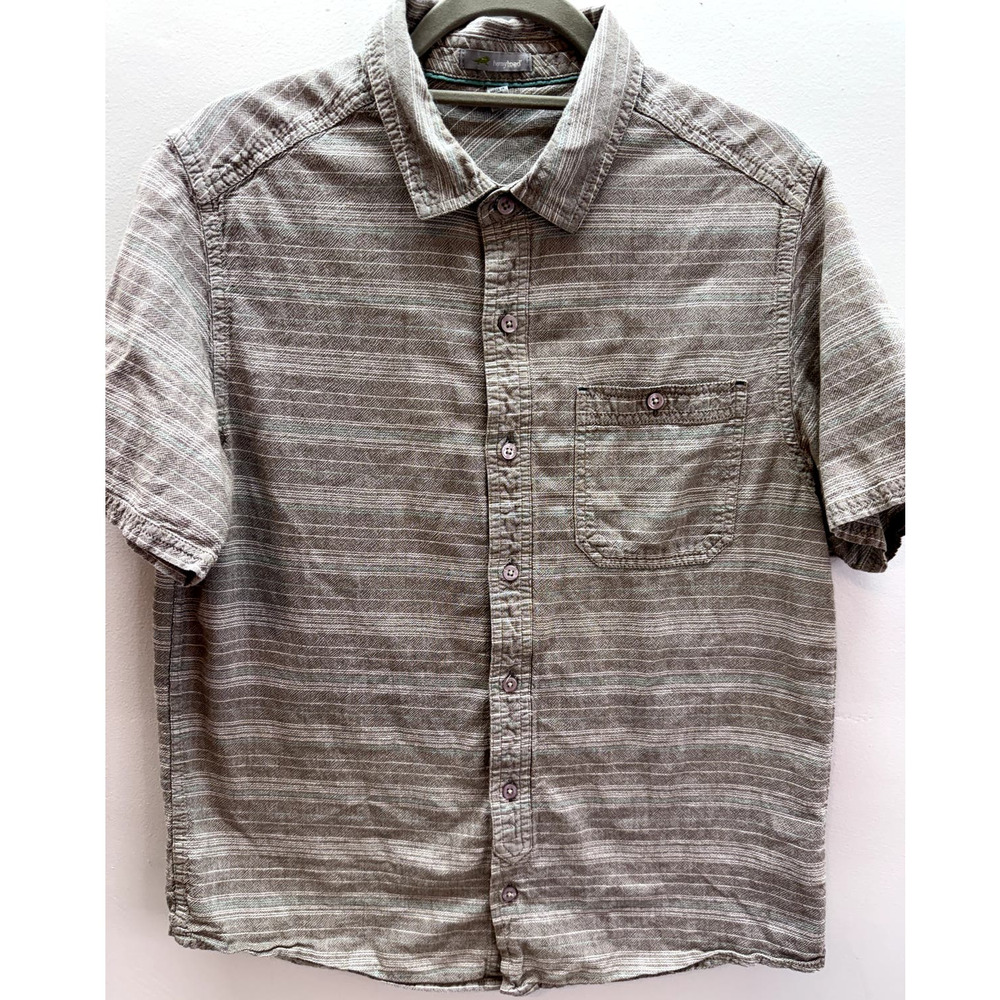 Horny Toad Men's Size M Organic Cotton Textured Button Down Beige Shirt, M, EUC